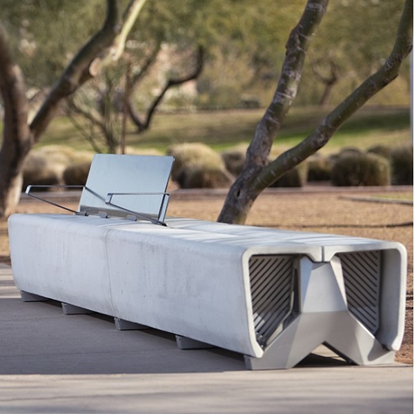 One of the great examples of progressive companies, The Landscape Forms, designed the Typology Ribbon Bench and got the Furniture Design Award!