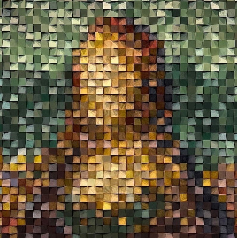 Mona Lisa Recreation Made From Small Wooden Blocks