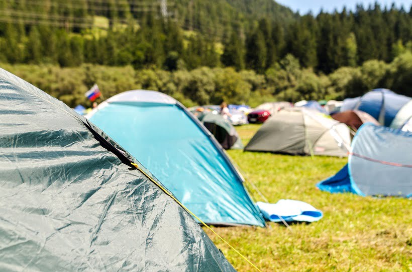 a group of tents made from different materials