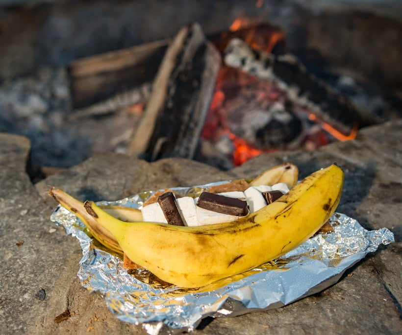 banana boats on campfire