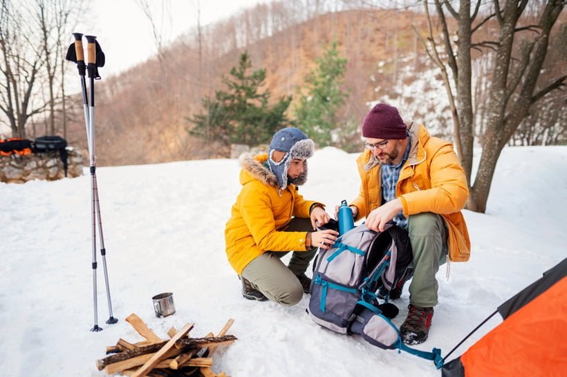 father and son packing