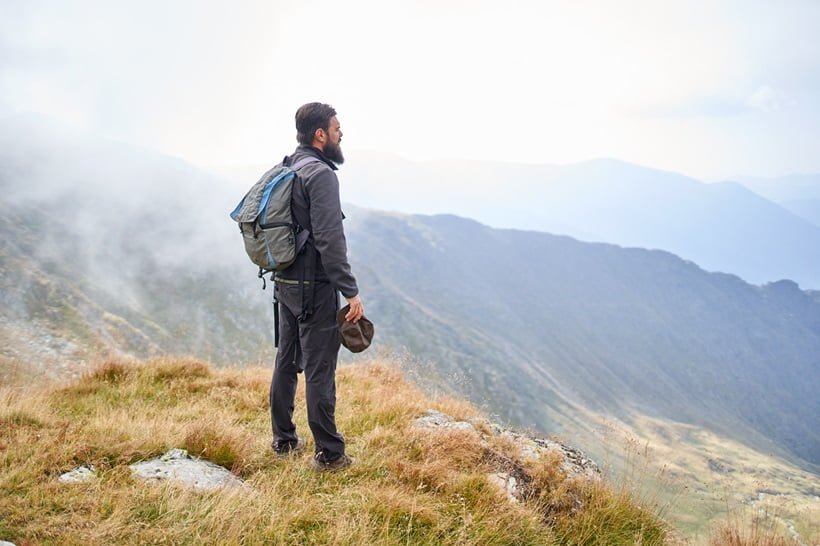a man hiking