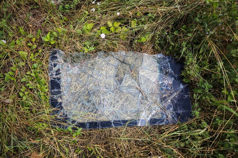 broken glass on grass