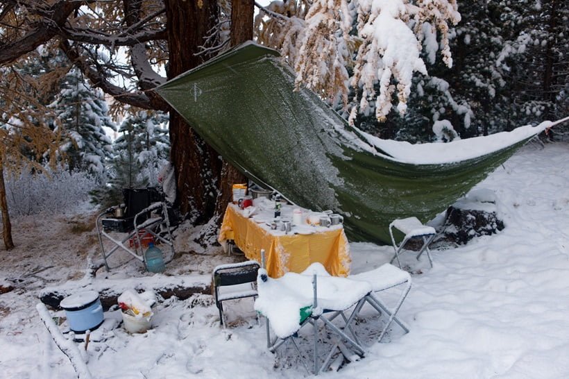 dinner under extreme snow