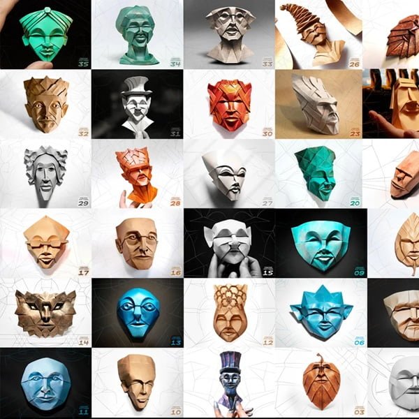 Fynn Jackson is a well-known origami artist known for creating expressive origami masks using a single sheet of paper.