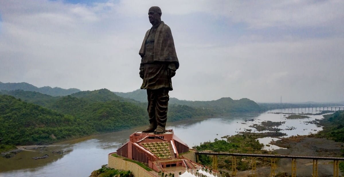 The statue of unity in India is the one you are looking for. The giant statue was built for the Iron Man of India, Sardar Vallabhbhai Patel.