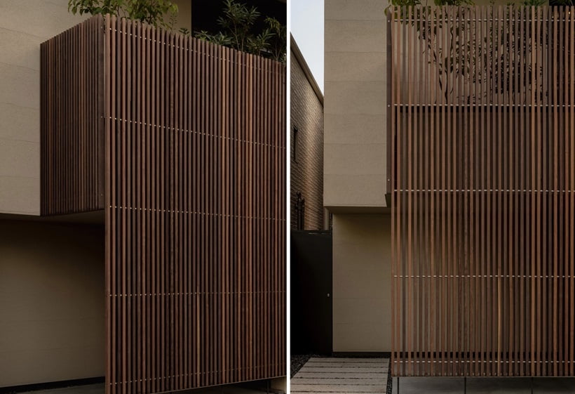 the use of wooden louveres in the House in Aoyama