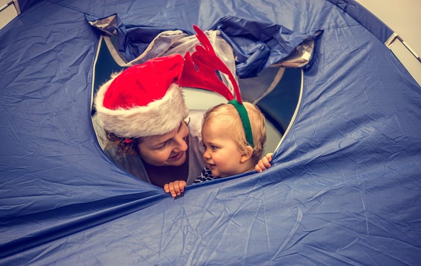 father and daughter camping