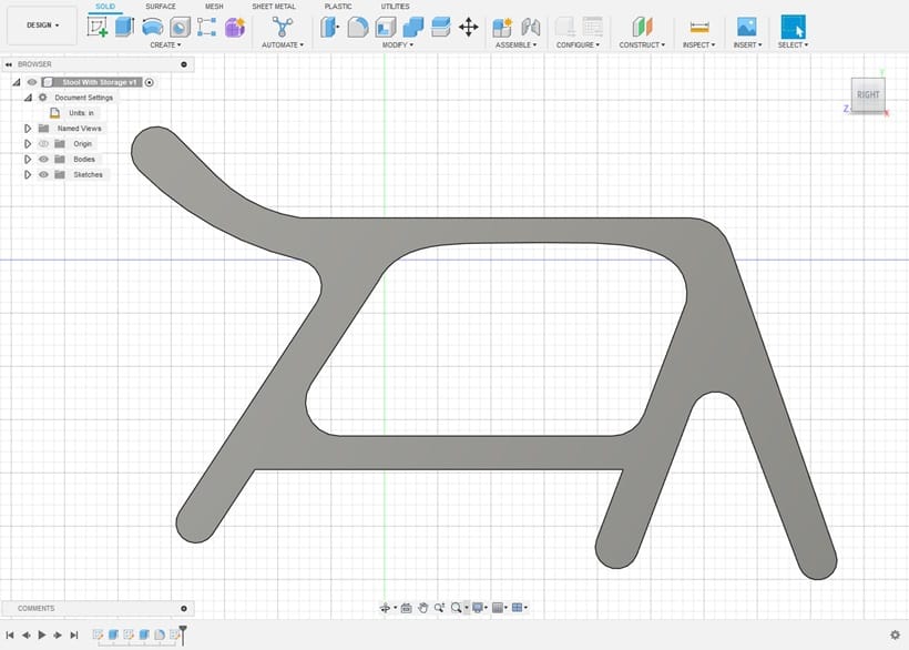 Technical drawing of the REVO Chair
