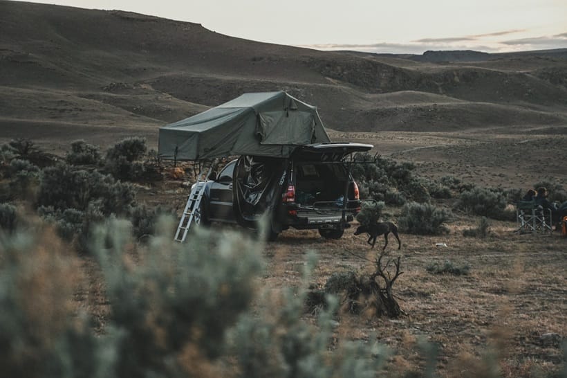 a rooftop tent camping scenery