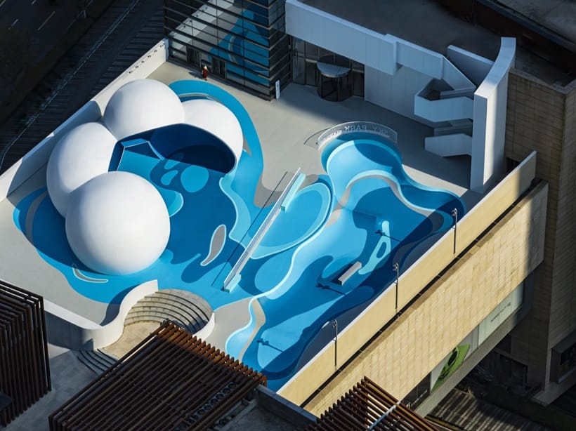 skate area on the top of a building