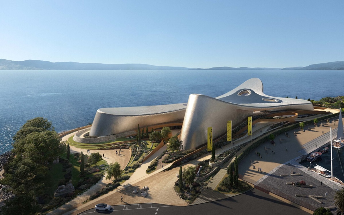 The Centre of Mediterranean Culture redefines architectural boundaries with its fluid, wind-inspired form. The massive building is a design of Zaha Hadid Architects.