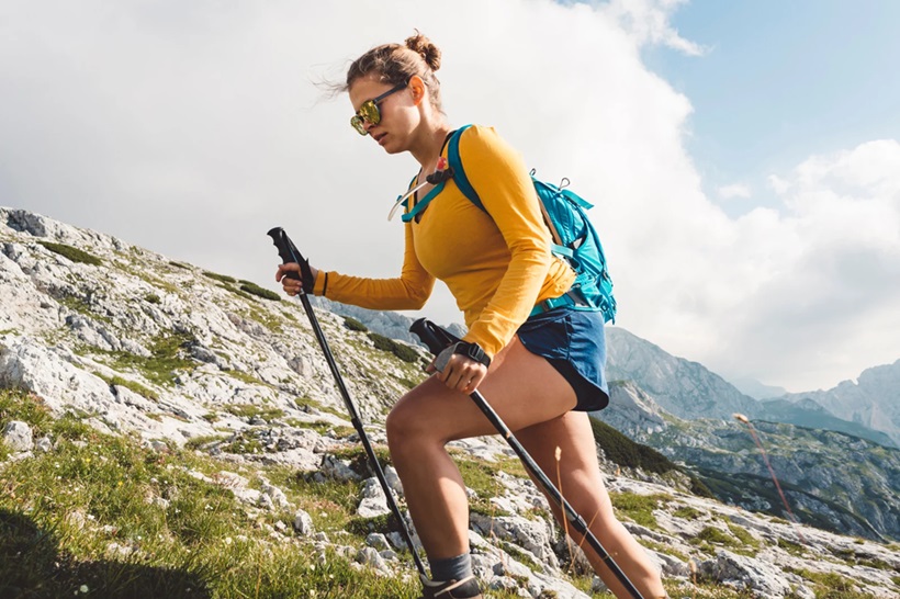 a woman hiking