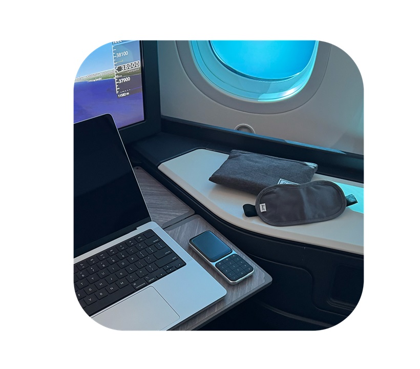 laptop, mobile phone in airplane