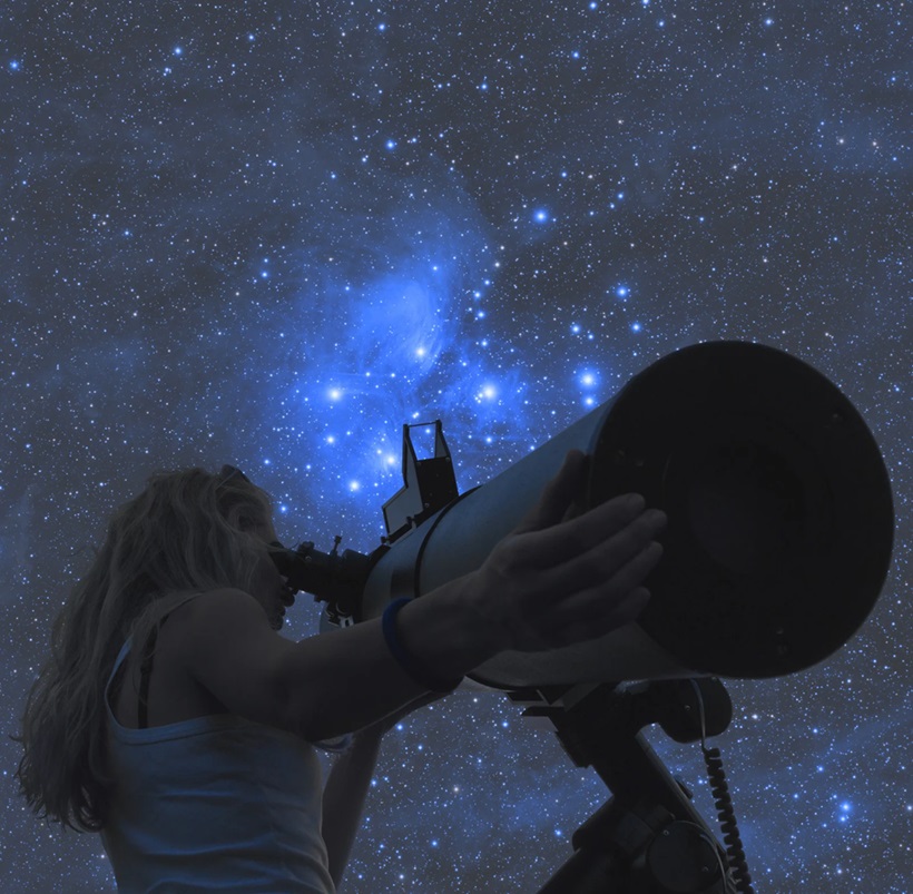 a woman stargazing