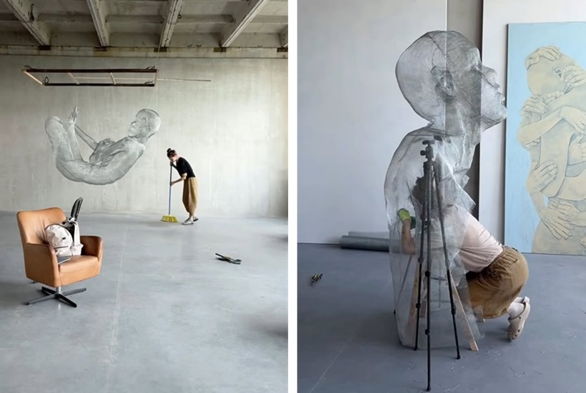 wire mesh sculptures by Pon Arsher