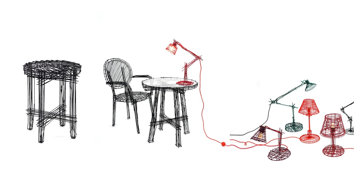 To bring her sketches to life, Jinil Park works primarily with steel wire in various gauges to mimic the thickness, waviness, and texture