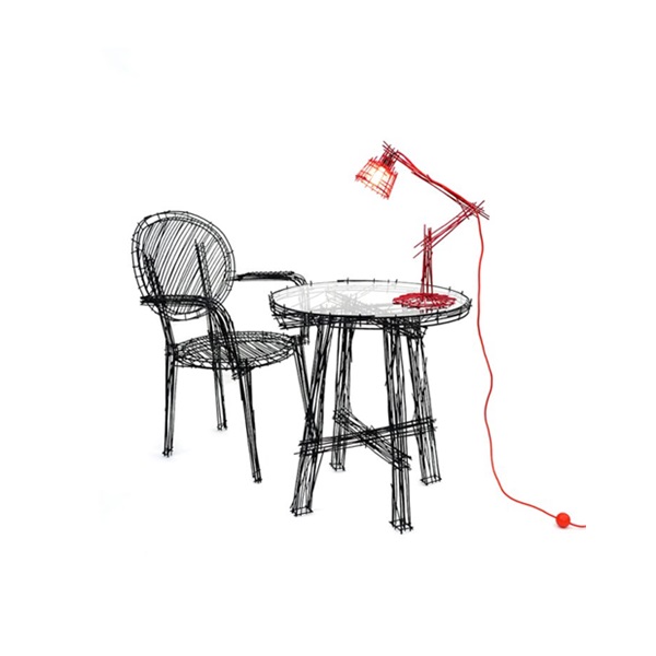 To bring her sketches to life, Jinil Park works primarily with steel wire in various gauges to mimic the thickness, waviness, and texture