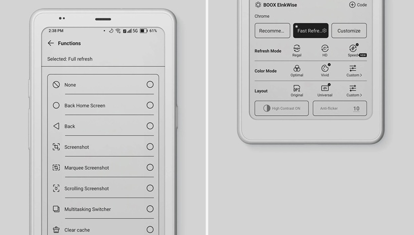 interface of a e-reader