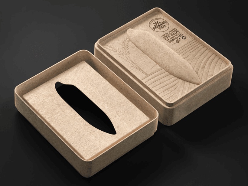 tissue box made from rice husks